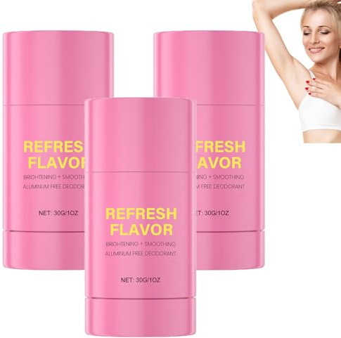 Déodorant stick fruité sans aluminium pour femmes, déodorant pour aisselles pour éclaircir et lisser la peau, atténuer les taches brunes, fraîcheur longue durée et protection contre les odeurs (3pcs)