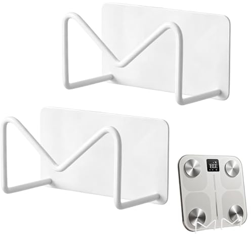 Lot de 2 Supports muraux auto-adhésifs pour balance de poids, support de rangement mural réglable pour salle de sport, salle de bain, chambre, cuisine, dortoir, camping-car