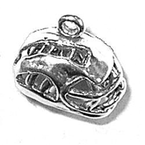 Sterling Silver Womens 16 1mm Box Chain 3D Lacrosse Helmet Face Mask Pendant Necklace