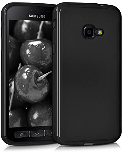 kwmobile Hülle kompatibel mit Samsung Galaxy Xcover 4 / 4S Hülle - weiches TPU Silikon Case - Cover geeignet für kabelloses Laden - Schwarz matt