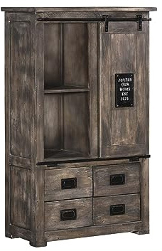 MASSIVMOEBEL24.DE | Railway Schrank 90x45x150 Mango, Farbe:grau lackiert, Größe:90x45x150 cm (BxTxH)