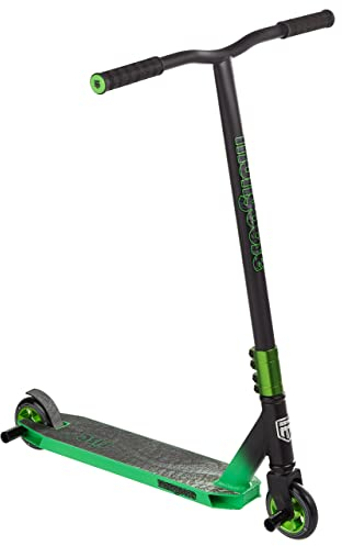 Mongoose Rise 100 Freestyle-Stunt-Roller für Jugendliche und Erwachsene, stoßfeste 110-mm-Räder, Griffe im Fahrradstil, Deck aus Leichtmetall, Schwarz/Grün