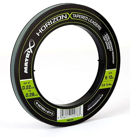 Fox Matrix Horizon X Tapered Shock Leader - 5 Vorfächer zum Feederangeln, Schlagschnur Montagen zum Feedern auf Friedfische
