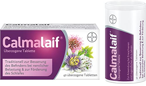 Calmalaif - pflanzliches Arzneimittel mit Extrakten aus 4 Heilpflanzen - bei Stressbeschwerden wie innerer Unruhe und Anspannung - 1 x 40 Tabletten