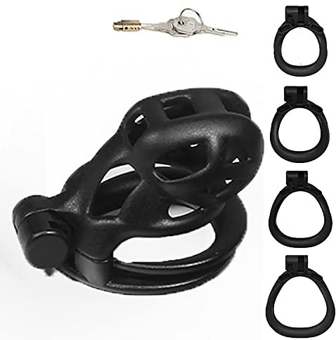 SeLgurFos CB-V3.0 Atmungsaktiver 3D Peniskäfig Keuschheitsgürtel Set mit 4 Größen Cockring Schwarzer Keuschheitskäfig Sexspielzeug (small)