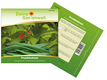 Prunkbohnen Feuerbohnen Preisgewinner Bohnen Samen - Phaseolus coccineus - Bohnensamen - Gemüsesamen - Saatgut für 15 Pflanzen - Samen von Deine Gartenwelt