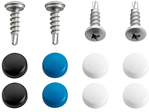 Kennzeichen Schrauben mit Bohrspitze Kennzeichenbefestigung 4er Set 5 x 19 mm inkl. Abdeckkappen Befestigung für KFZ Nummernschild