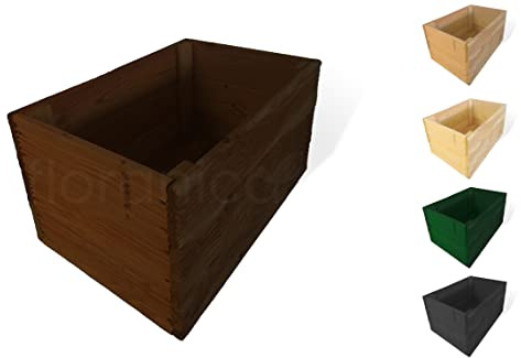 Floranica Vaso di Fiori fioriera con grigliato Vaso di Legno Larice per Erbe Fiori Interno ed Esterno fori di drenaggio Portafiori Piante Succulente Rettangolare 50cm x 35cm x 28cm Marrone