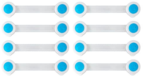 8 Pezzi Blocca Cassetti Per Bambini di 5°Generazione - Fascia Morbida Serrature Chiusura di Sicurezza per Bambini Blocchi di Sicurezza con Resistenti Adesivi