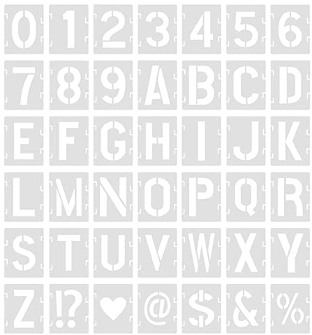 SAVITA 42 Stück Buchstaben Schablone, 3,8cm Wiederverwendbarer Kunststoff Schablonen Vintage Buchstaben Zahlen Schablonen Symbolnummern Bastelschablonen zum Malen von DIY-Kunstprojekten Dekoration