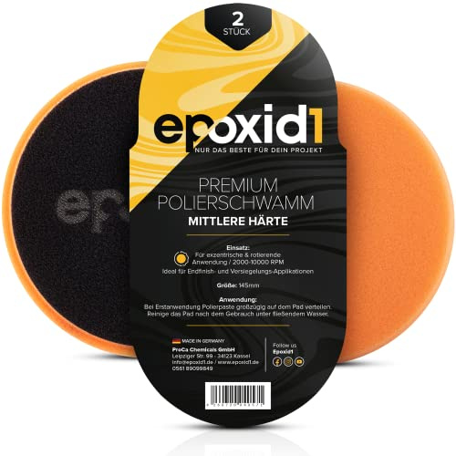 epoxid1® Polierpad - 2er Set | 145mm | Polierschwamm zum Polieren von Epoxidharz, Resinharz & Co | Polierscheibe für Poliermaschine & Excenter…