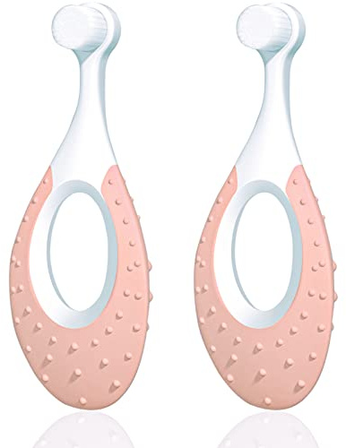 Baby Zahnbürste Super Weich Nano - 6-18 Monate Mit Zungenreiniger, 2 Packung (Rosa)