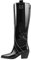 Only maker Spitze Kniestiefel mit Blockabsatz Combat Boots Biker Boots Reitstiefel Lack Schwarz EU 45