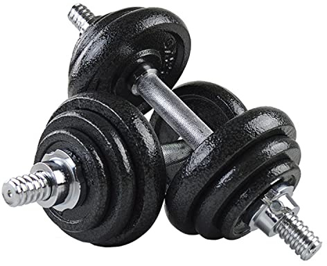 LMS Data Cast Iron Dumbbell Spinlock - Adjustable Dumbbell Free Weights Set Perfect Hand Weights for Bodybuilding Weightlifting Barbell Weights Home Gym Equipment (Pack of 2) - Black, 20kg