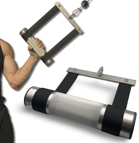 OAP Armwrestling Wrist Roller I Appareil d'entraînement pour le tirage de câbles I 100% Made in Germany I Station de musculation I Entraîneur pour les mains et les doigts (noir/argent, Fat ø 60 mm)