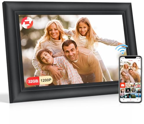 Frameo WiFi Digital Photo Frame 10.1 Inch - 1920×1200 HD IPS Touch Screen Picture Frame Electronic, Auto Rotate, 32GB Memory, Digital Picture Frame for Sharing Photos and Videos, Gifts for Mum