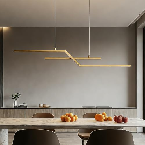 Mai & Mai Lustre Suspension LED Télécommande Triple Contrôle Doré 102cm