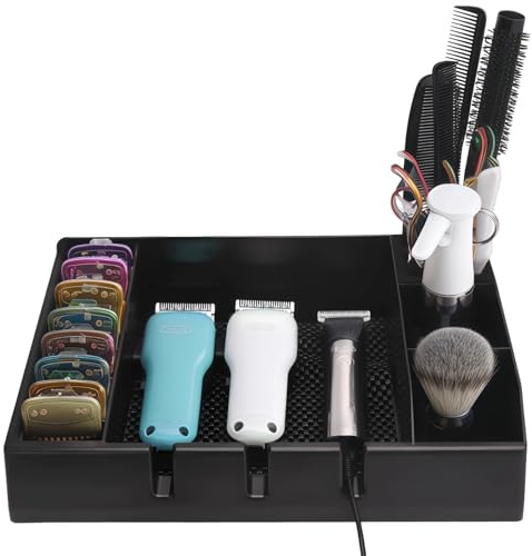 Vestamore Organiseur de salon de coiffure, plateau à outils antidérapant pour tondeuses, ciseaux, peignes, etc