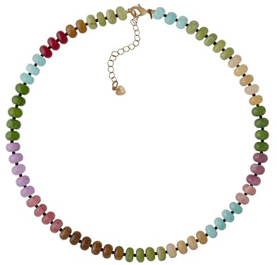 Hanary Trendy Colorful Beaded Crystal Choker, Y2k Summer Necklace, Boho Jewelry, Christmas Jewelry Gift for Women