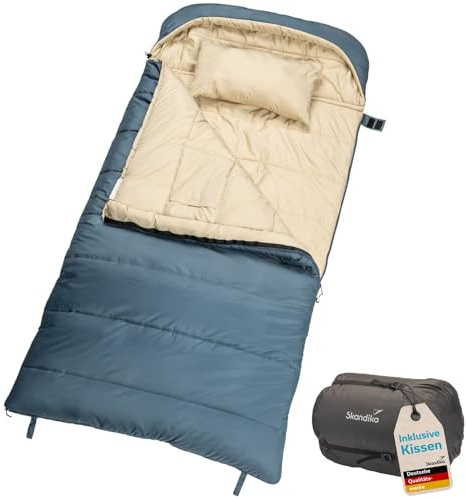 Skandika Schlafsack Oppdal 190 | Deckenschlafsack für Erwachsene, 190 × 90 cm, 3 Jahreszeiten, bis 7 °C, mit Kopfteil | kompakt, leicht, rechteckig, warm, kleines Packmaß | Outdoor, Camping, Wandern