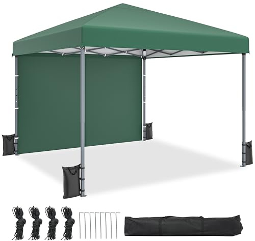 DWVO Pavillon 3x3M | 4er Set Sandsäcke, Pop Up Faltpavillon stabil & höhenverstellbar UV Schutz 50+,Gartenzelt Partyzelt für Terrasse Strand Camping Markt Festival Hellgrün verbessert