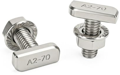 15 viti a testa martello, m8 x 20, in acciaio inox A2-70 e 15 dadi flangiati M8, in acciaio inox, viti a T con dadi di bloccaggio per binari di montaggio fotovoltaico