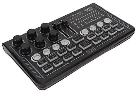 Yctze Tarjeta de Sonido BT5.0 con Modos y Luces Coloridas Dinámicas para Transmisión y Grabación en, Ideal para Aplicaciones de Sonido, (BLACK)
