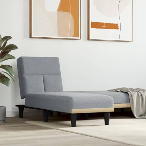 toolkix schäslong ljusgrå tyg 55 x 140 cm justerbar som relaxstol och sovfåtölj med robust plywoodram, bekvämt skum, multifunktionell som bäddsoffa och recamiere för