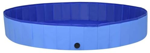 Runheo Hundpool vikbar blå av PVC, 200 x 30 cm, halkfri, för inomhus- och utomhusbruk, utan pump, för hundtillbehör, hundtillbehör, husdjurstillbehör, hundartiklar, säker sommarskoj