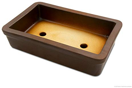 K&K Keramik Bonsaischale rechteckig 29x18x7 frostsicher braun-matt