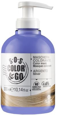 Alama Professional S.O.S Color&Go - Mascarilla Colorida, Revitaliza el Color Plateado, Nutritiva, Regeneradora, Reflexiva y Tonificante Para Cabello Natural, Color y Máscaras, 300 ml