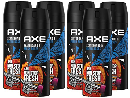 Axe Bodyspray Skateboard & Fresh Rose ohne Aluminiumsalze 6x 150 ml Dose