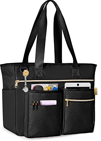 Fasrom Lehrertasche Groß, Arbeitstasche für Lehrer mit Gepolstertem Fach für Laptops und Lehrerbedarf, Schwarz (Patent Design)