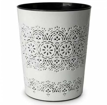 PREMZO Round Flora Bin 9 Liter Basket Container Storage Plastic Waste Paper Small Rubbish Bin Trash for Bedrooms Lounge Kitchen Home Office Bathroom Dormitory Rooms (ICE White)