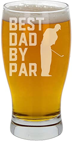 Best Dad By Par Engraved Pint Beer Glass Present Etched Cider Lager Tulip Glasses Fathers Present For Him Best Dad Engraved Beer Pint Glass Birthday Cider Lager Tulip Golf Lover Best Dad By Par