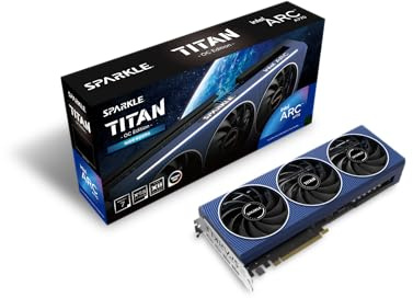 SPARKLE Intel Arc A770 Titan OC Edition, 16 GB GDDR6, ThermalSync, zerrissene Kühlung, Axiallüfter, Metall-Rückplatte, SA770T-16GOC