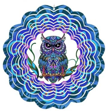 Vokowin Owl Metal Wind Spinners, Owl Gifts for Women Mom Grandma Wife, Hanging Wind Spinner 3D Windmill Magical Wind Powered for Outdoor & Indoor Decor Ornament Gifts (K420-1)