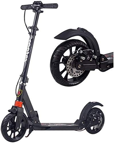 Monopattino per Adulti Calcio per Adulti con Freno A Mano A Disco E Grandi Ruote Ultra Larghe Pieghevole Doppia Sospensione Spinta per Pendolarismo/Tempo Libero/Trasporto Carico 150 kg,Nero