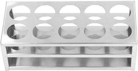 Provrörsställ i Rostfritt Stål, Högpolerad Yta Multifunktionell Centrifugrörshållare Provrörshållare för Laboratorier, Studio, Kosmetisk Förvaring (40 mm 10 hål)