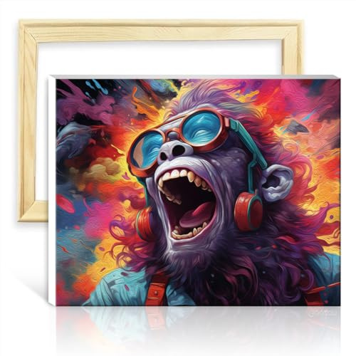 TANGFEIY Kit de peinture à l'huile sur toile singe pilote bricolage peinture par numéro acrylique numéro avec pinceaux image pour décoration murale de la maison cadeaux sans cadre (30x40cm)