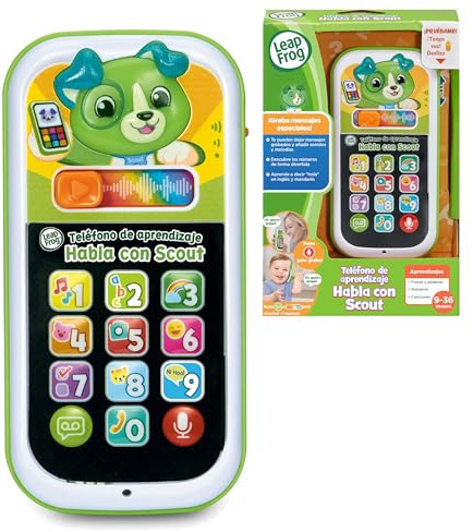 Leapfrog VTech - Teléfono de Aprendizaje Habla con Scout, Teléfono Interactivo, Graba Mensajes y Conversaciones, Desarrollo del lenguaje, Regalo bebés +9 Meses, Versión ESP