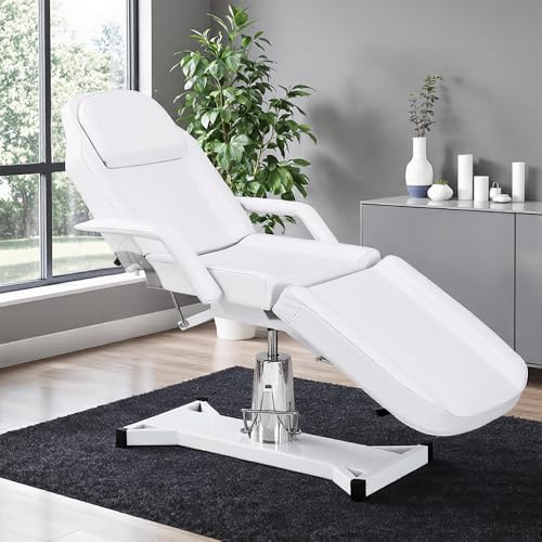 DARDVORLAG Massageliege Kosmetikliege Klappbar Höhenverstellbar 3 Zone,Tattoo Liege Friseurstuhl für Friseur Spa Schönheitssalon Ausrüstung (Weiß,182cmX82cmX64cm)