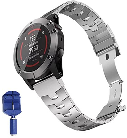 IXMLDAXD cinturino per orologio， Cinturini da polso QuickFit con cinturino leggero in lega di titanio(Silver,26mm)