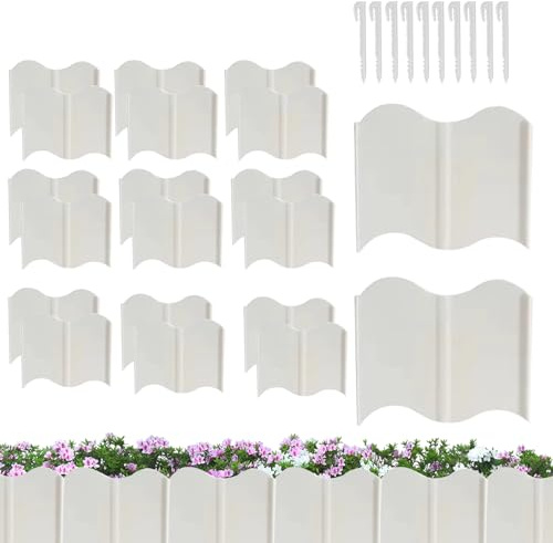 Huxibai Borde para Parterres de Flores | Juego de 20 Paneles Decorativos de Valla para Jardín - Panel Flexible Extraíble como Decoración para Caminos, Paisajismo, Jardines, Césped y Exteriores