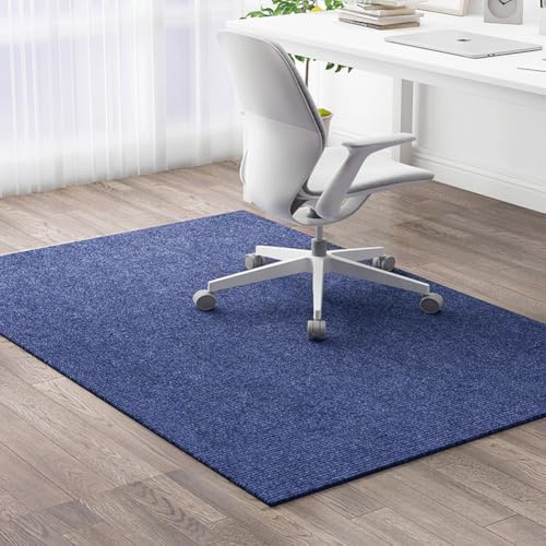 Grande tappetino per sedia da ufficio, tappeto protettivo per pavimenti in legno e moquette, spessore 6 mm, antiscivolo, per sedie a rotelle (blu, 100 x 120 cm)
