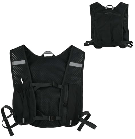 Nivofu Chaleco para Correr, Transpirables Ultraligero Mochila Hidratación, Reflectante, Correas de Pecho Ajustables, Chaleco Hidratación Trail Running con Soporte para Senderismo, Maratón (Negro)