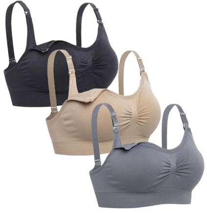 Astrélie Seamless Nursing Bra for Women, Ultra Soft Wireless Maternity and Postpartum Sleep Bra, Breastfeeding Bra with Removable Pads Pack of 3