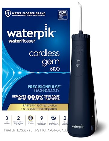 Waterpik Cordless Gem 5100 Portable Water Flosser, Rechargeable, Blue