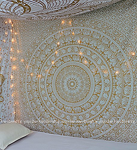 Popular Handicrafts Wall Hanging for Bedroom Hippie Mandala Bohemian Design Indian Magical Thinking Tapestries Dorm Decor 84 x 90 Inches (215cm x 230cm) Red Yellow