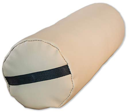 Zen Nackenrolle mit Bezug aus weichem PU & Kunstleder - Yoga Bolster, Kissenrolle, Knierolle, Lagerungsrolle, Beinrolle, Rollkissen, Lagerungskissen für Physiotherapie & Massage 20x20x66cm (Cremé)
